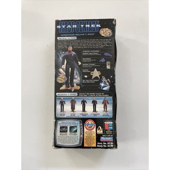 1996 Playmates Star Trek First Contact 9" Commander William Riker in Damaged Box - Picture 2 of 10